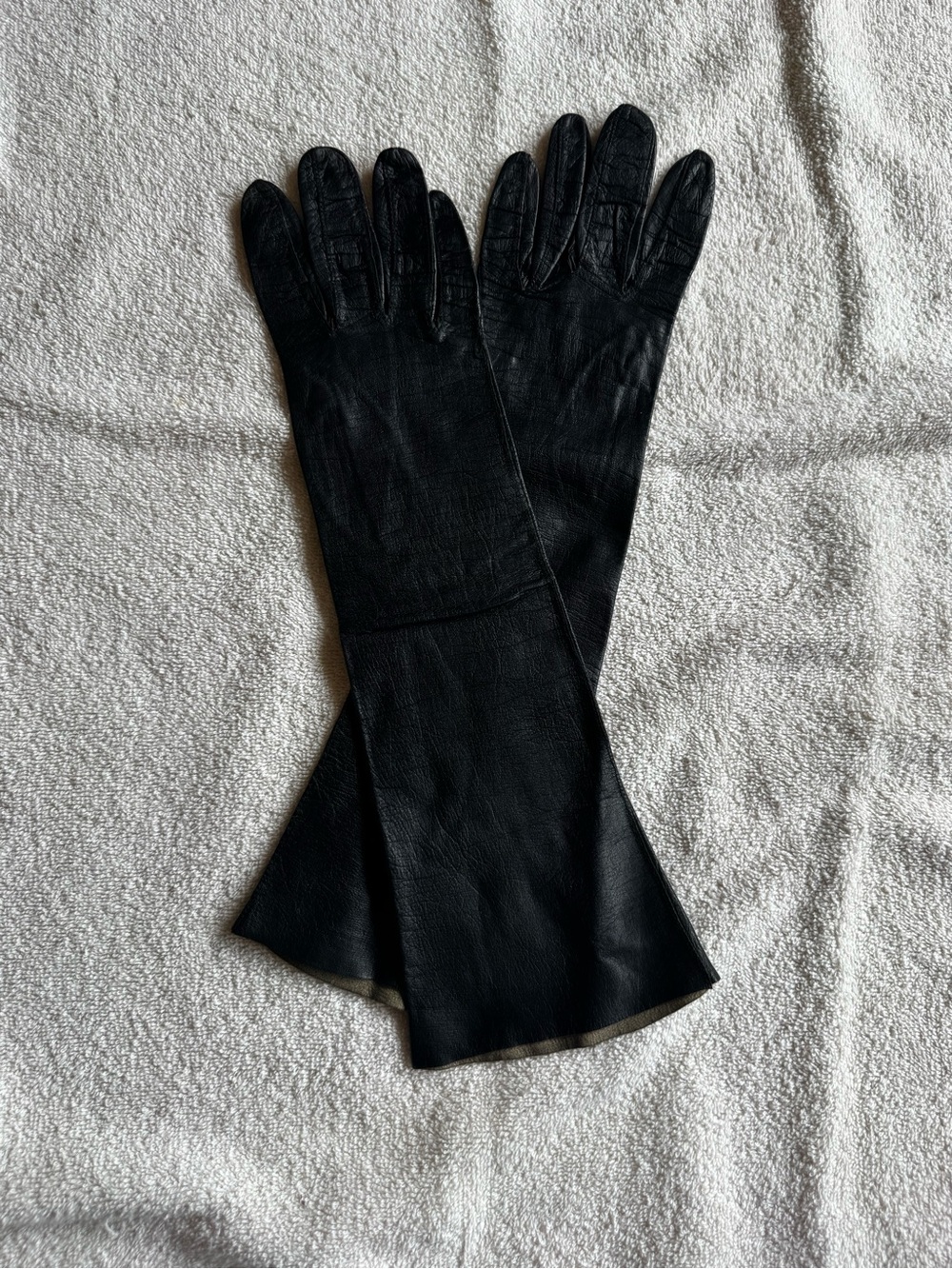 Black Leather Opera Gloves - Women Accessories
